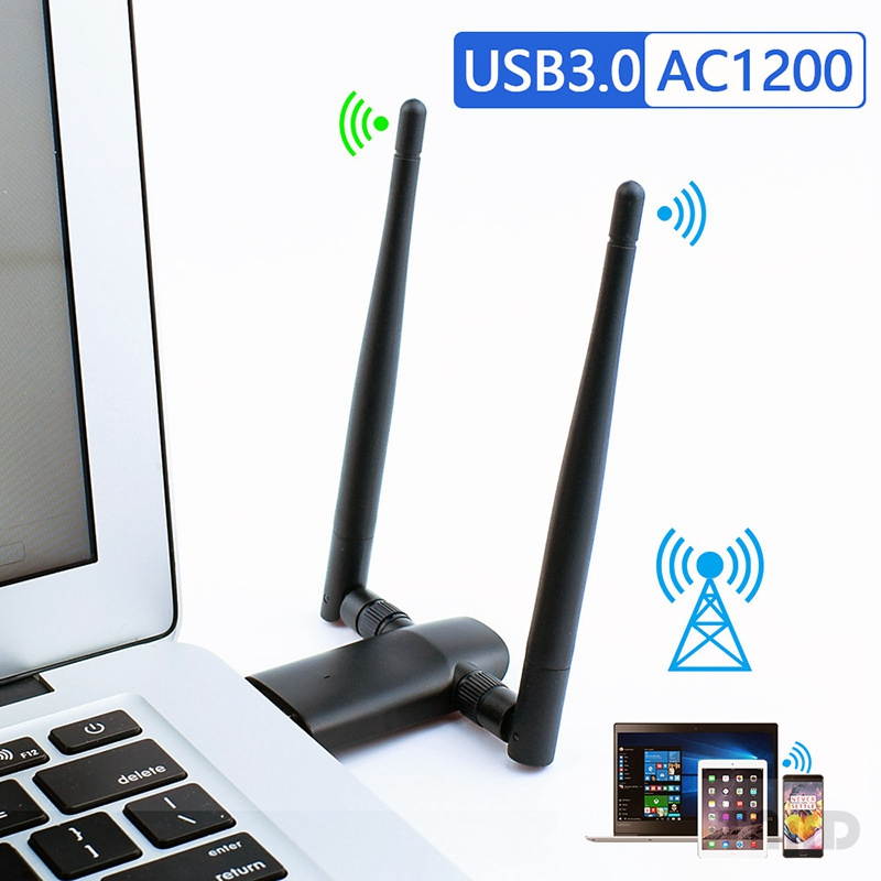 Wireless USB WiFi adapter  802.11AC 1200Mbps dual 5Dbi antenna 5G/2.4G WiFi USB for desktop laptop MAC windows 10/8/8.1/7/vista/XP/MAC 10.6/10.13 wifi USB computer network adapter