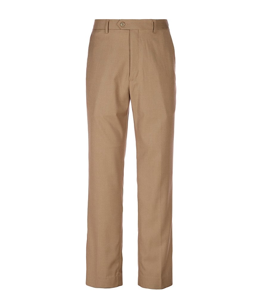 Roundtree & Yorke TravelSmart Luxury Gabardine Ultimate Comfort Classic Fit Flat Front Non-Iron Dress Pants