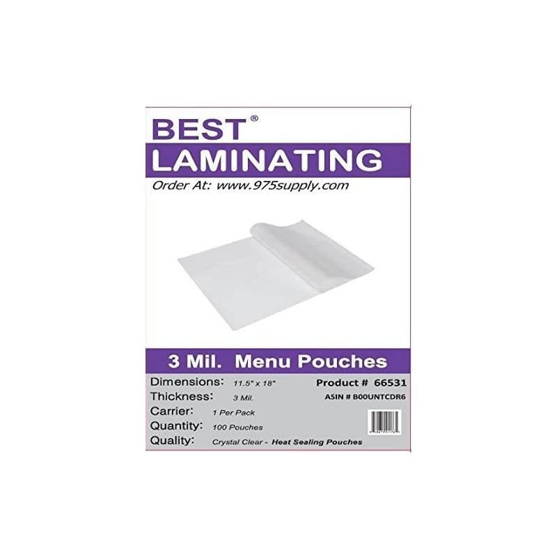 LaminatingA - 3 Mil Clear Menu Size Thermal Laminating Pouches - 12 X 18 - Qty 100, Model: 66531, Electronic Store