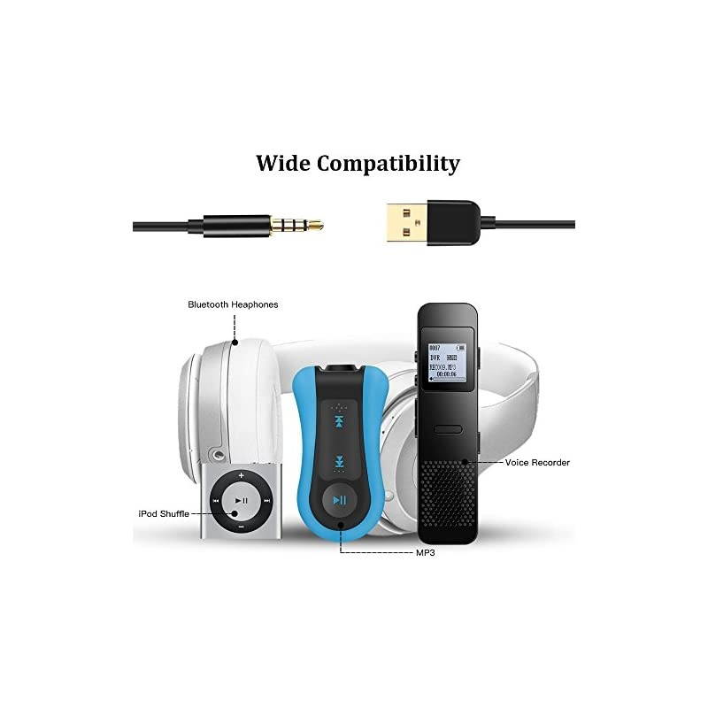 35mm Male Jack to USB Charge and Data Cable for iPod Shuffle SYRYN Waterproof MP3 Player Headphones Black