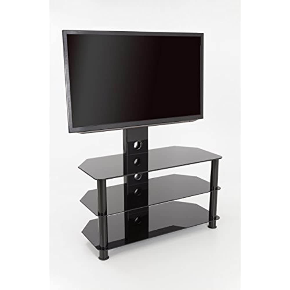 AVF SDCL900BB-A Stand with TV Mount for TVs up to 65", Black Glass, Black Legs
