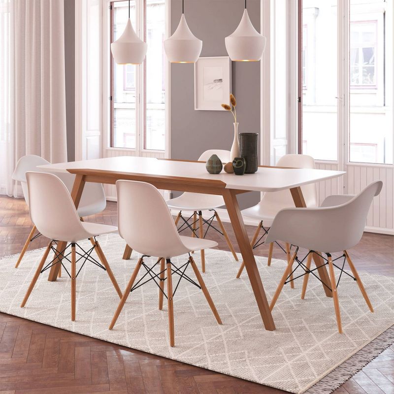 Set of 2 Aeon Dijon Armchair - White with Wood Legs