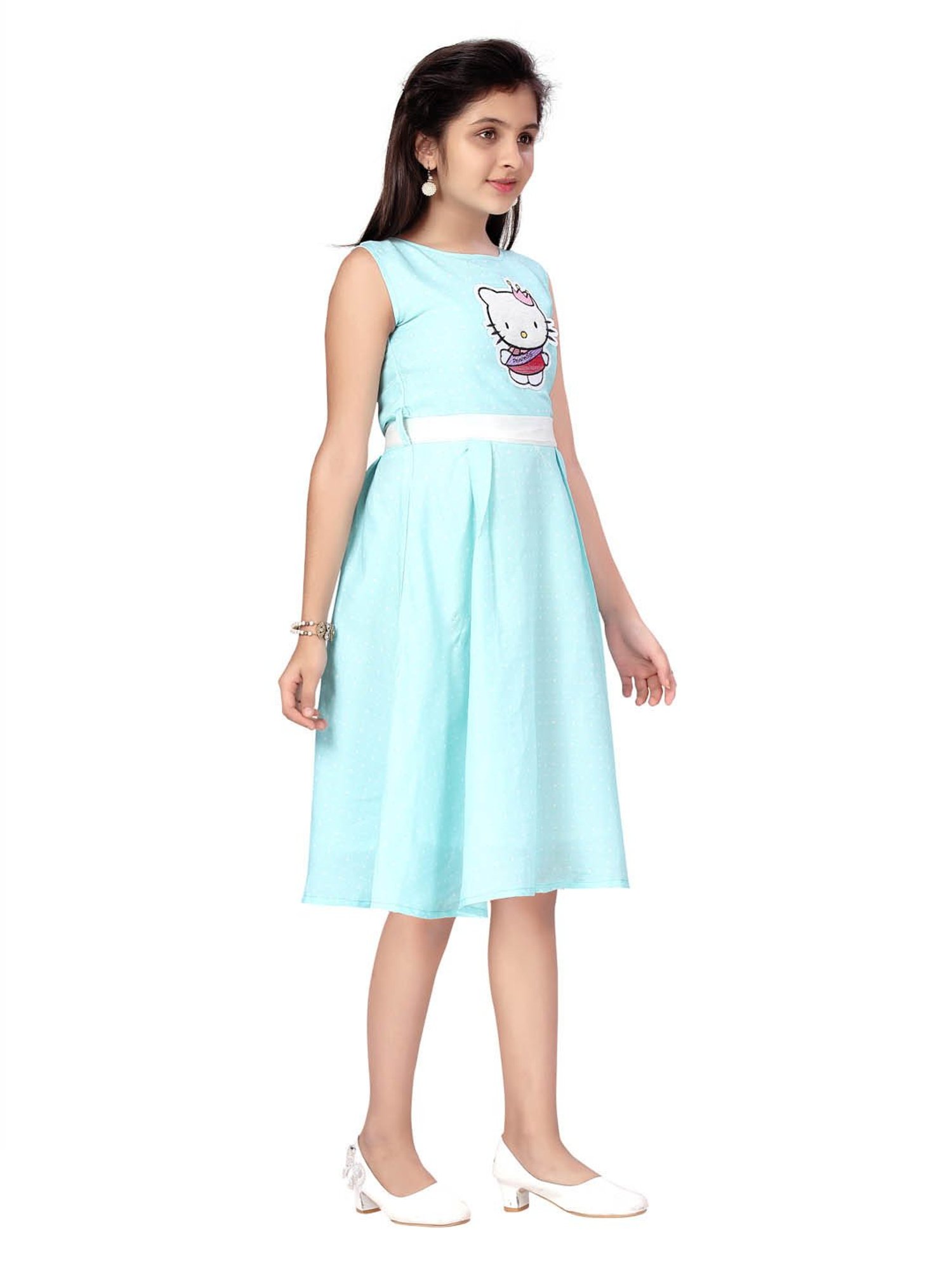 Aarika Kids Turquoise Printed Dress