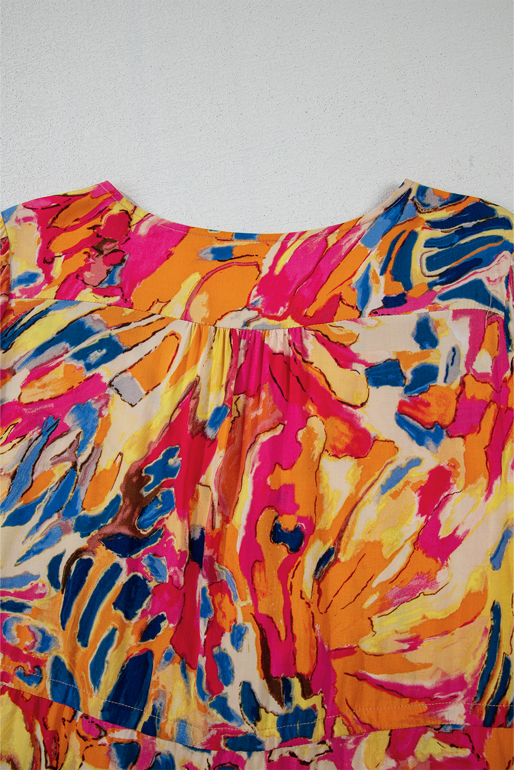 Multicolour Floral Print Split Neck Midi Dress