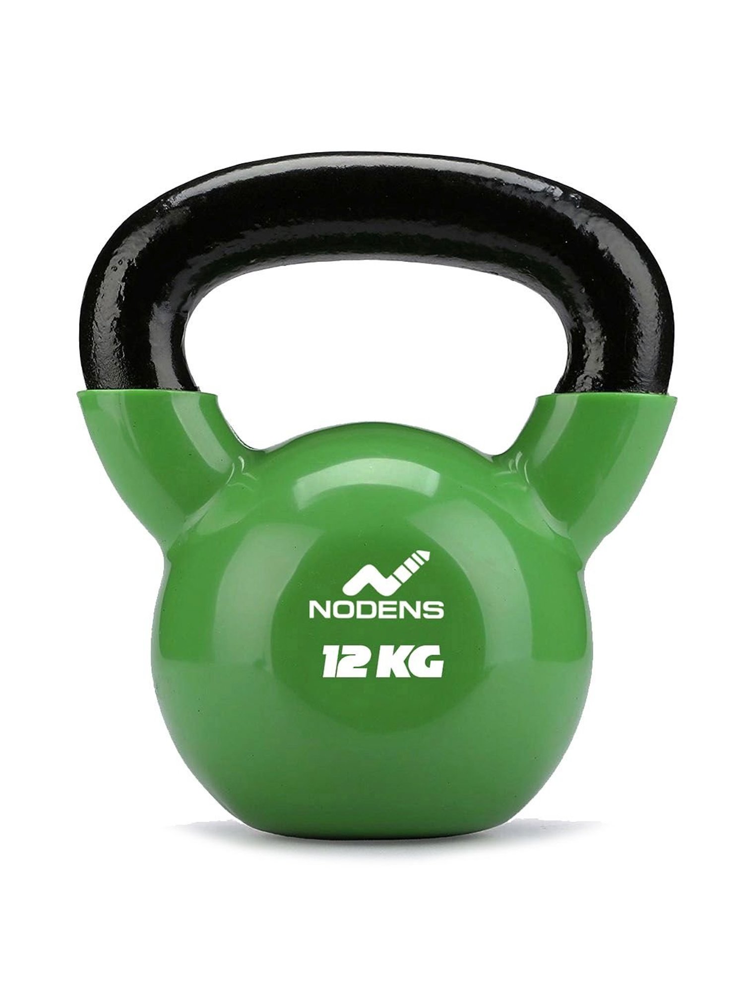 NODENS Green & Black Vinyl Coated Kettle Bell (12 kg)