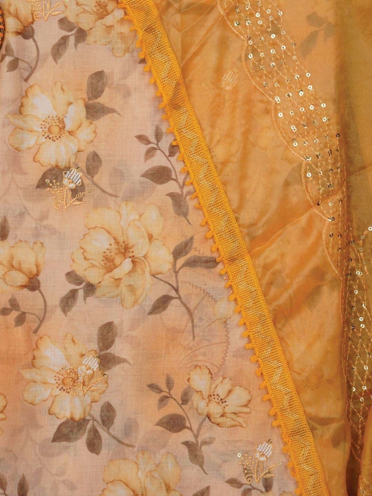 Jaipur Kurti Yellow Embroidered Unstitched Dress Material