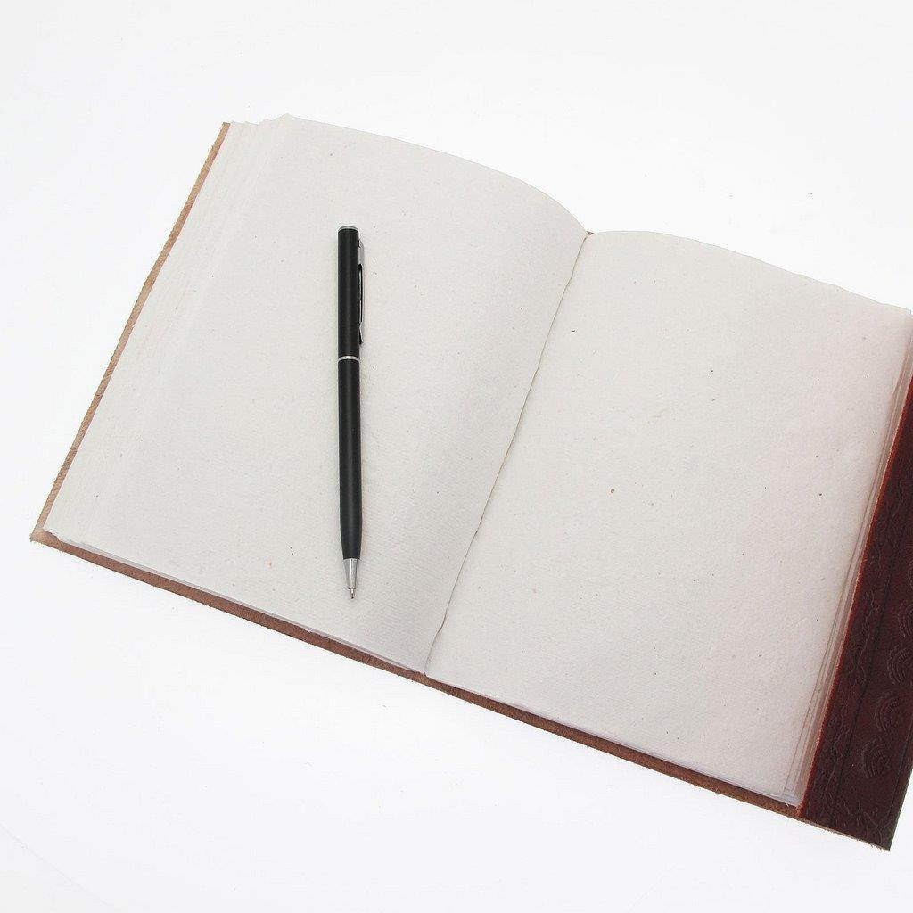 Handmade Leather Lined Journal Notebook - Genuine Leather Bound Daily Notepad For Men & Women Lined Paper