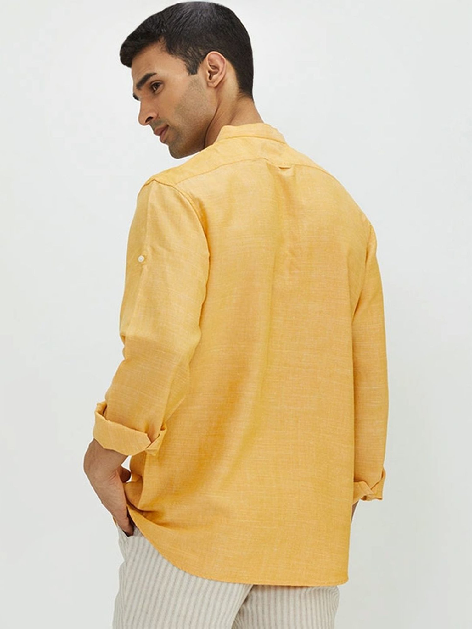 Indian Terrain Ochre Slim Fit Short Kurta