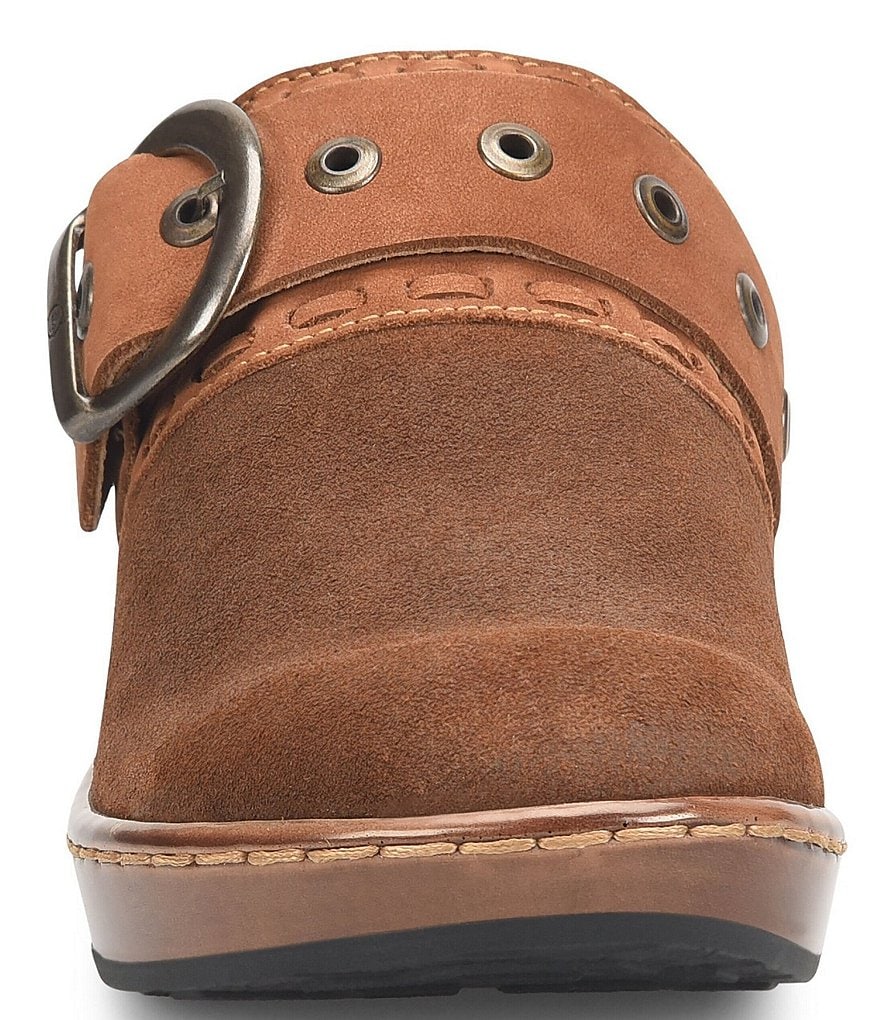 Born Banyan Suede Buckled Strap Suede Leather Clogs