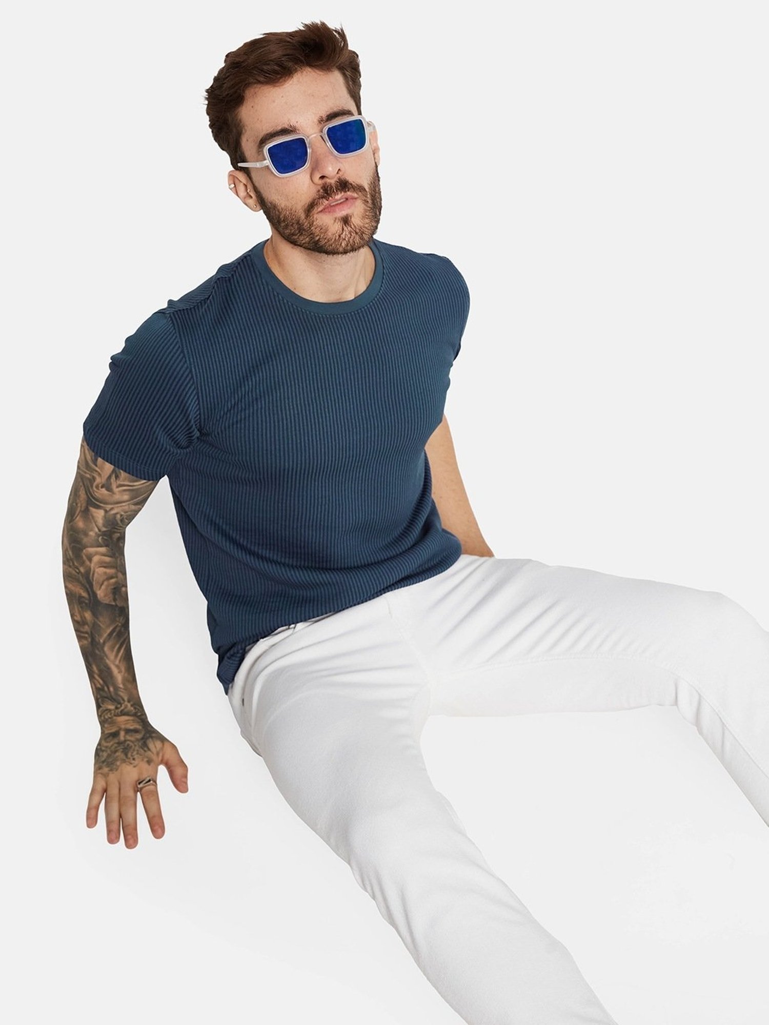 Octave Airforce Cotton Regular Fit Striped T-Shirt