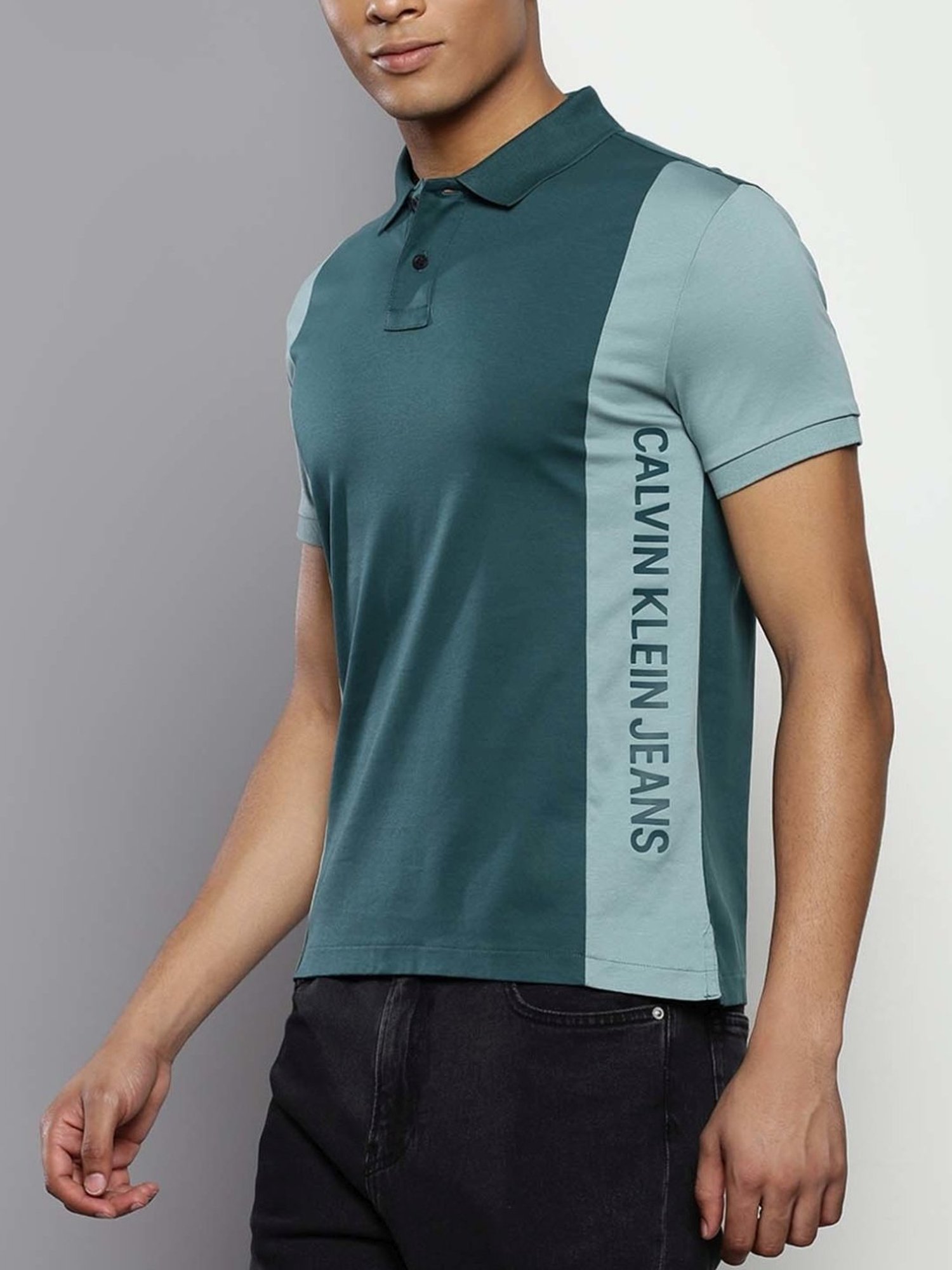 Calvin Klein Atlantic Deep Cotton Slim Fit Colour Block Polo T-Shirt