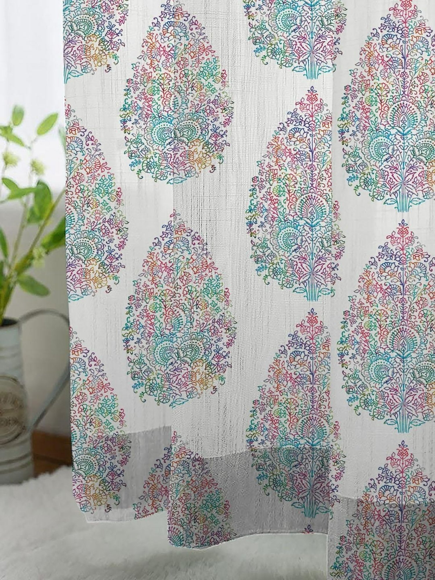 SPACES DRAPE STORY Elegent Digital Print Multicolor Polyester 5 ft Window Curtains - Set of 2