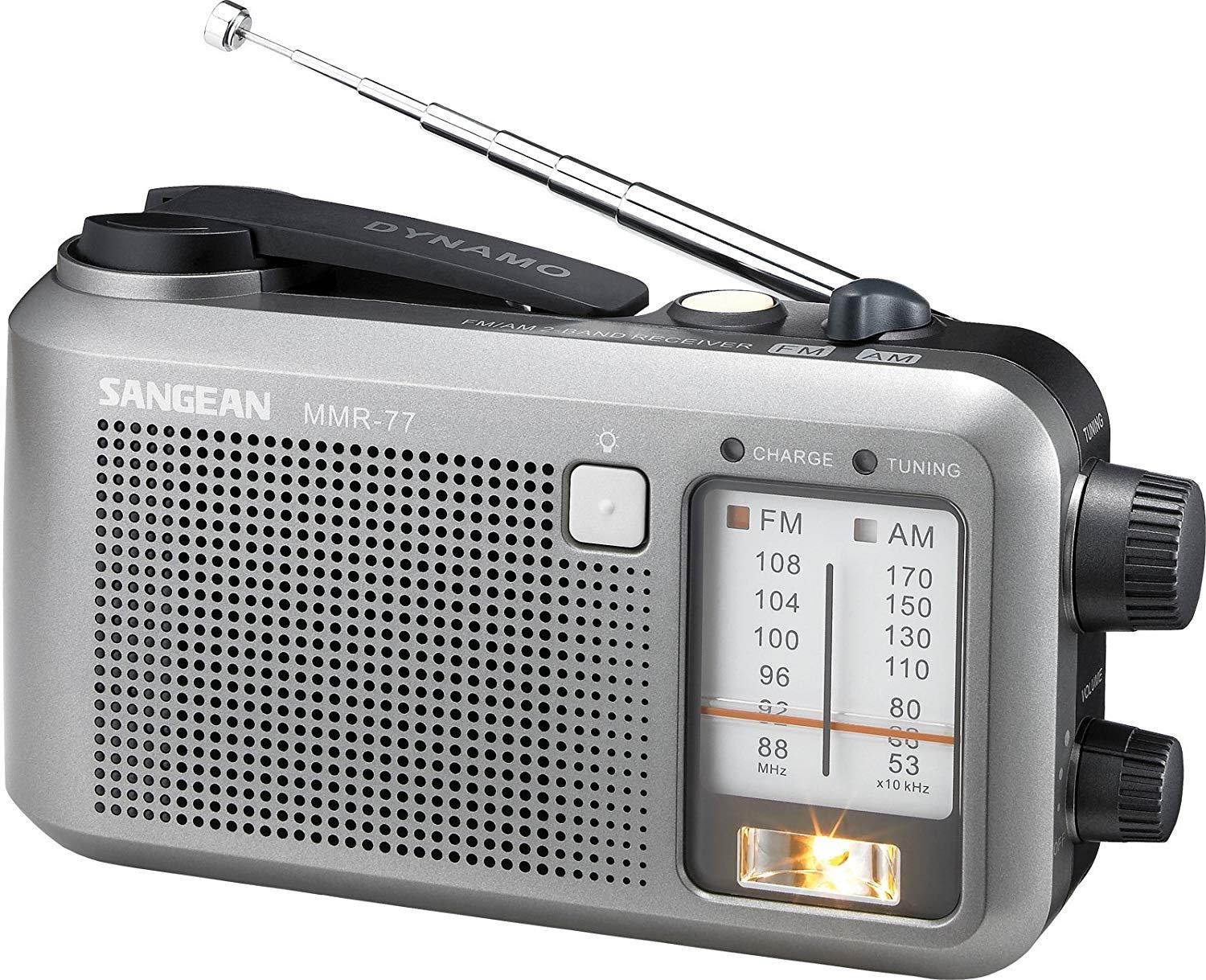 Sangean Compact Emergency Water-Resistant Hand Crank AM/FM Radio with Built-in Speaker