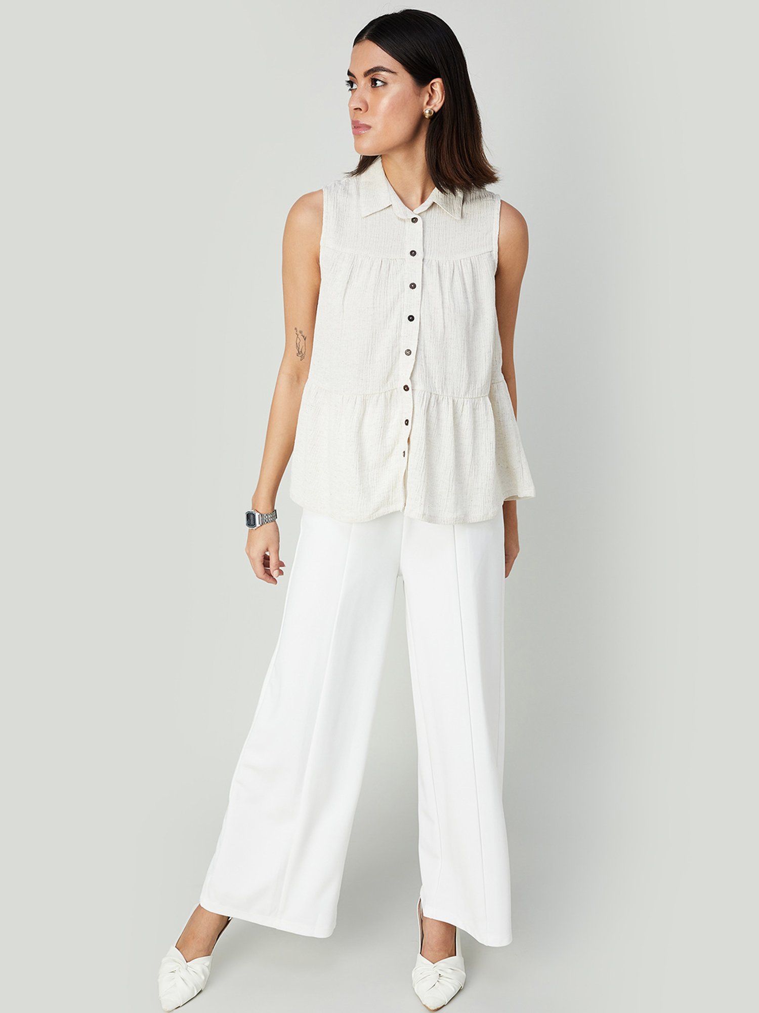 Code by Lifestyle Beige Regular Fit Top