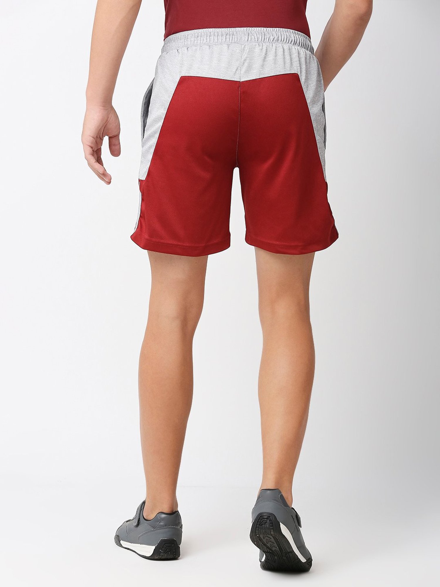 Fitz Grey & Red Regular Fit Sports Shorts
