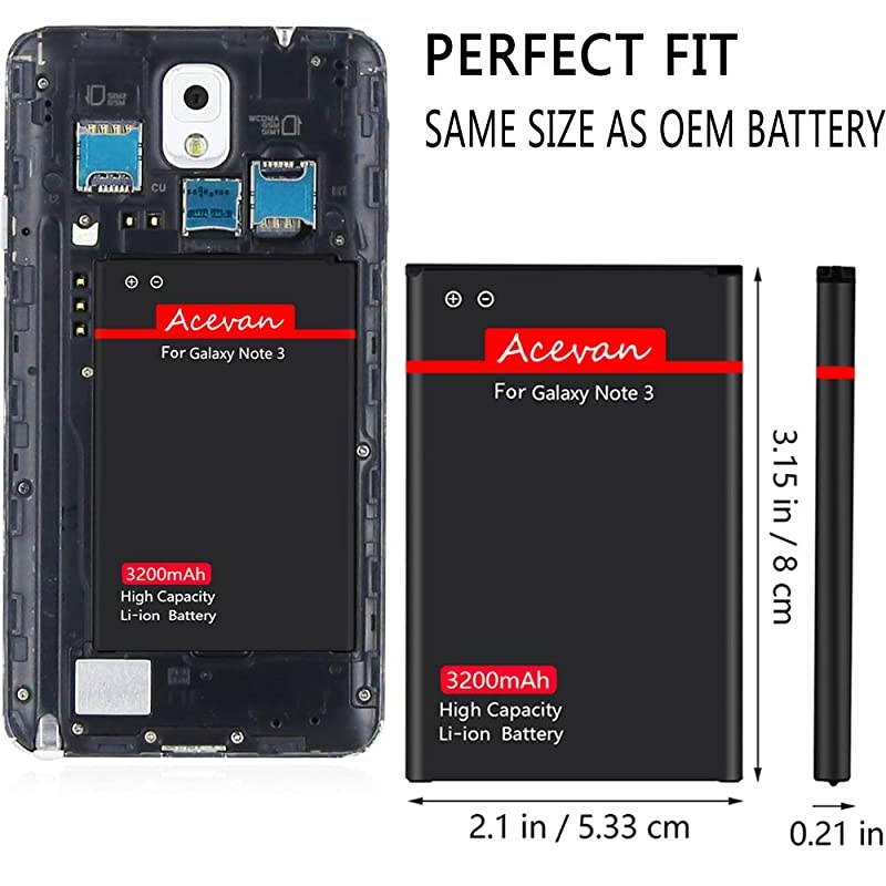 Note 3 Battery  3200mAh Liion Battery Replacement for Samsung Galaxy Note 3 N900 Verizon N900V Sprint N900P TMobile N900T ATT N900A N9005 LTE Galaxy Note 3 Batteries 3 Year Warranty