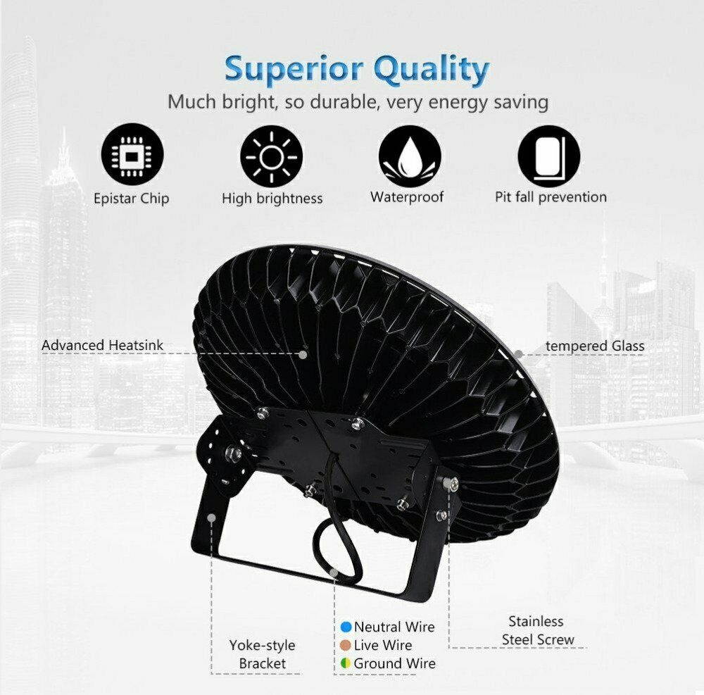 LED High Bay Light 500W 40000LM Warehouse Fixture Industrial Commercial Light