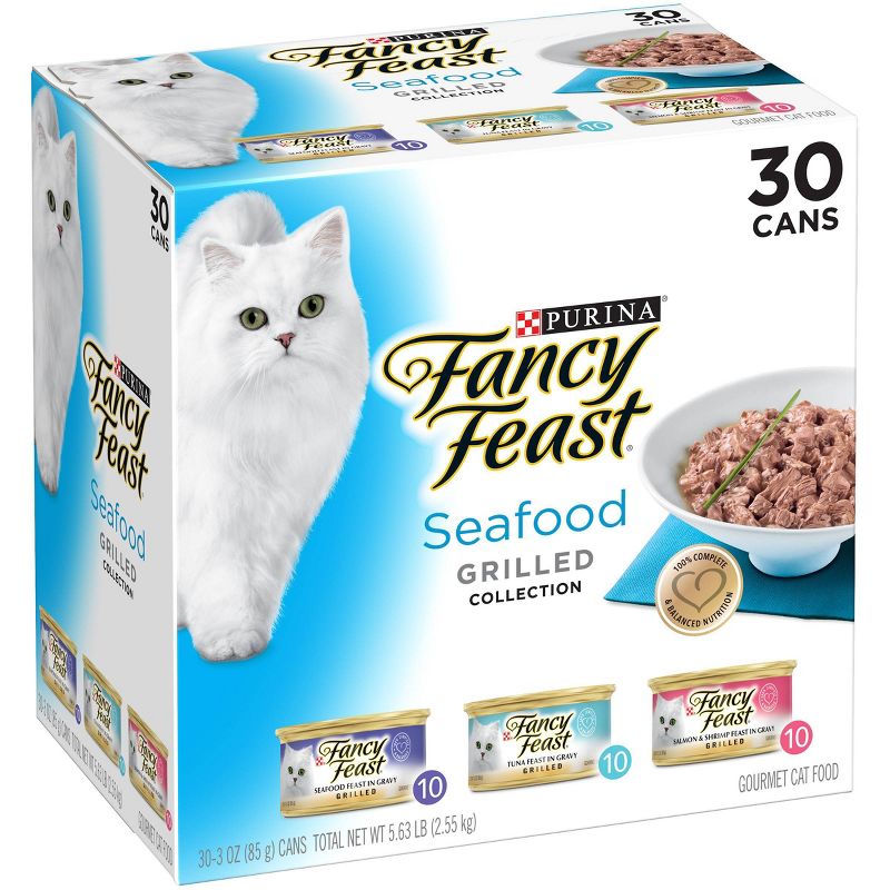 Purina Fancy Feast Seafood Collection Gourmet Wet Cat Food Grilled Collection - 3oz/30ct Variety Pack