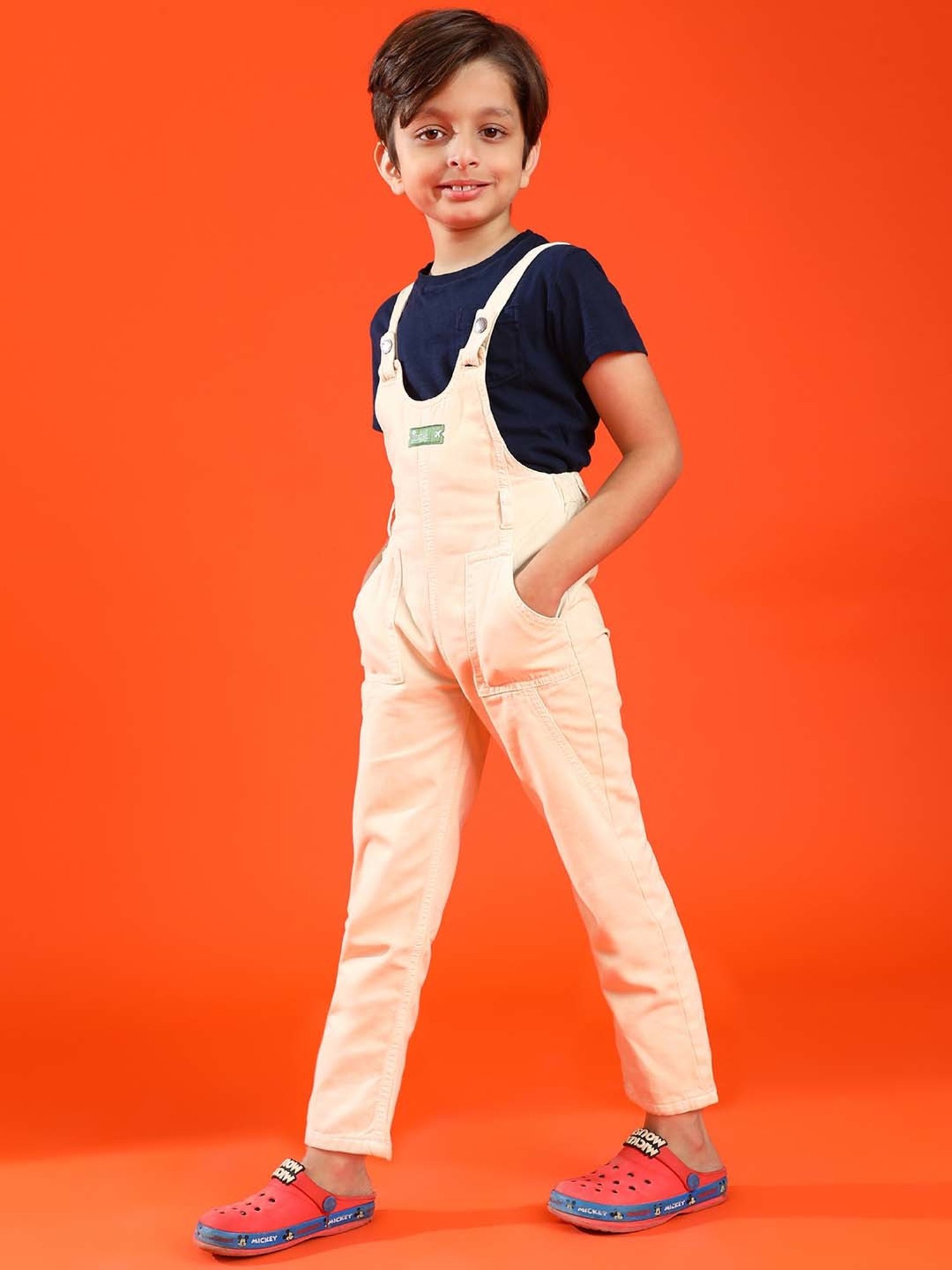 Kiddopanti Kids Blue Solid Dungaree