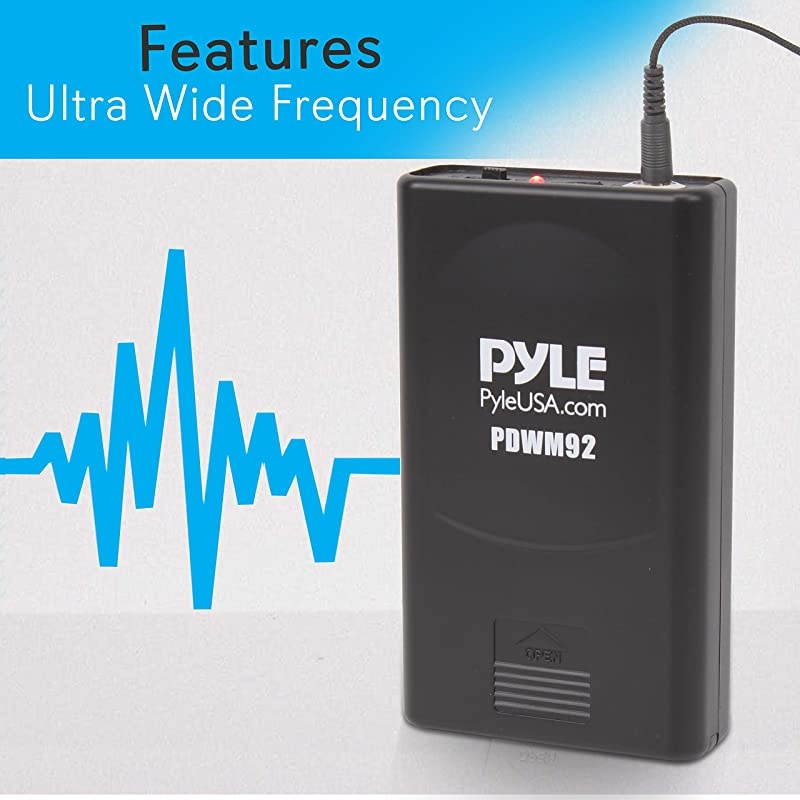 Portable VHF Wireless Microphone System - Professional Battery Operated Headset Lapel Lavalier Cordless Microphone Set W/Beltpack Transmitter, Adapter Receiver, for PA Karaoke DJ Party -  PDWM92