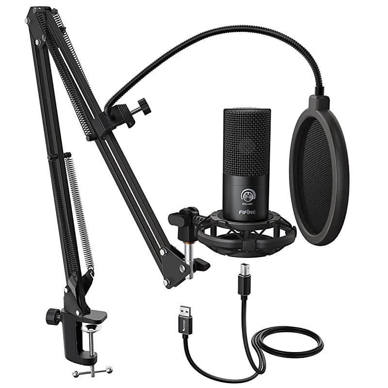 Studio Condenser USB Microphone Computer PC Microphone Kit with Adjustable Scissor Arm Stand Shock Mount for Instruments Voice Overs Recording Podcasting YouTube Karaoke Gaming StreamingT669