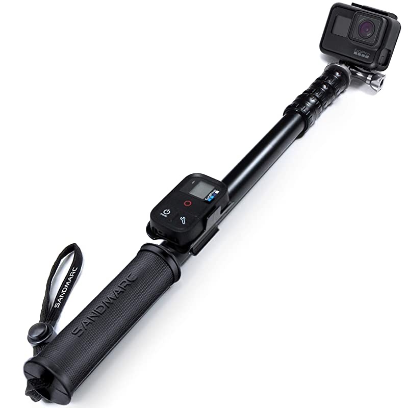Pole - Metal Edition: 15-50" Waterproof Extension Stick (Pole) for GoPro Hero 9, 8, 7, 6, 5, Session, 4, 3+, 3, 2, & HD- with Remote Clip