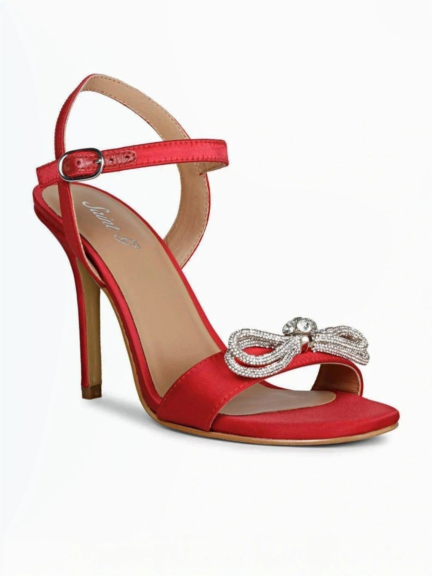 Saint G Women's Hayden Red Ankle Strap Stilettos