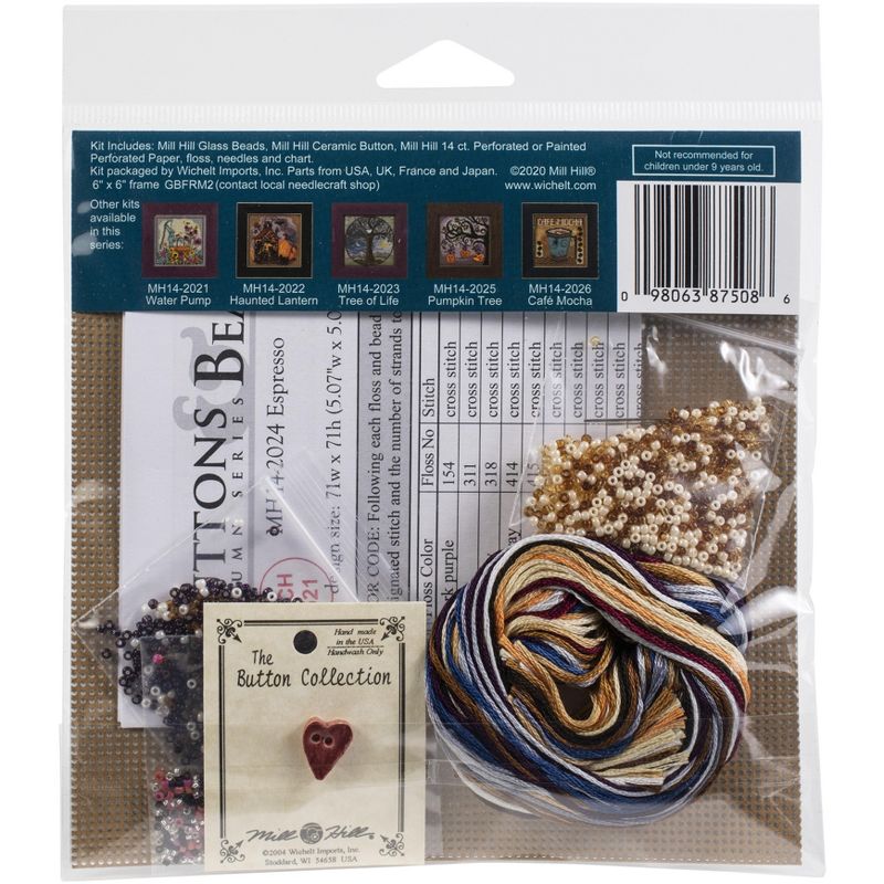 Mill Hill Buttons & Beads Counted Cross Stitch Kit 5"X5"-Espresso (14 Count)