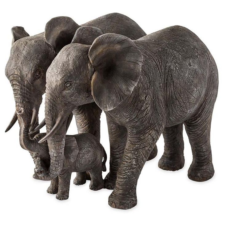 Wind & Weather Mother, Father and Baby African Elephant Family Sculpture