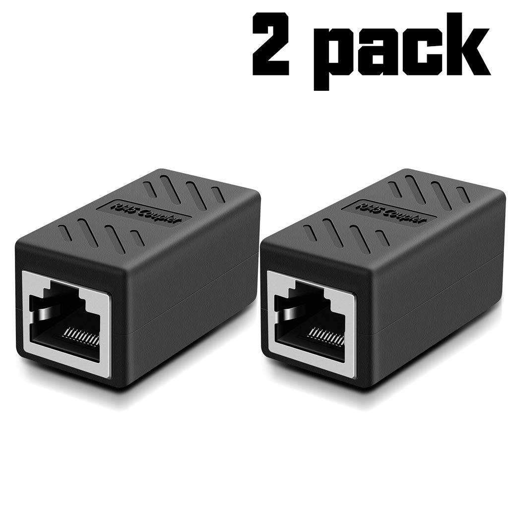 Wanmingtek RJ45 Coupler  in Line Coupler Cat7 Cat6 Cat5e Ethernet Cable Extender Adapter Female to Female (Black, 5 Pcs)