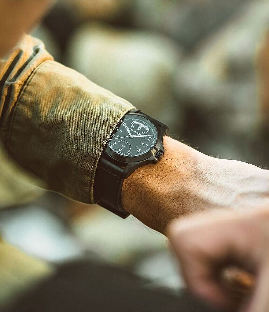Hamilton Khaki Field King Automatic Black Leather Strap Watch