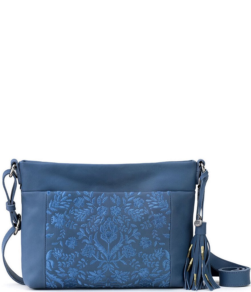 The Sak Melrose Top Zip Embossed Leather Crossbody Bag