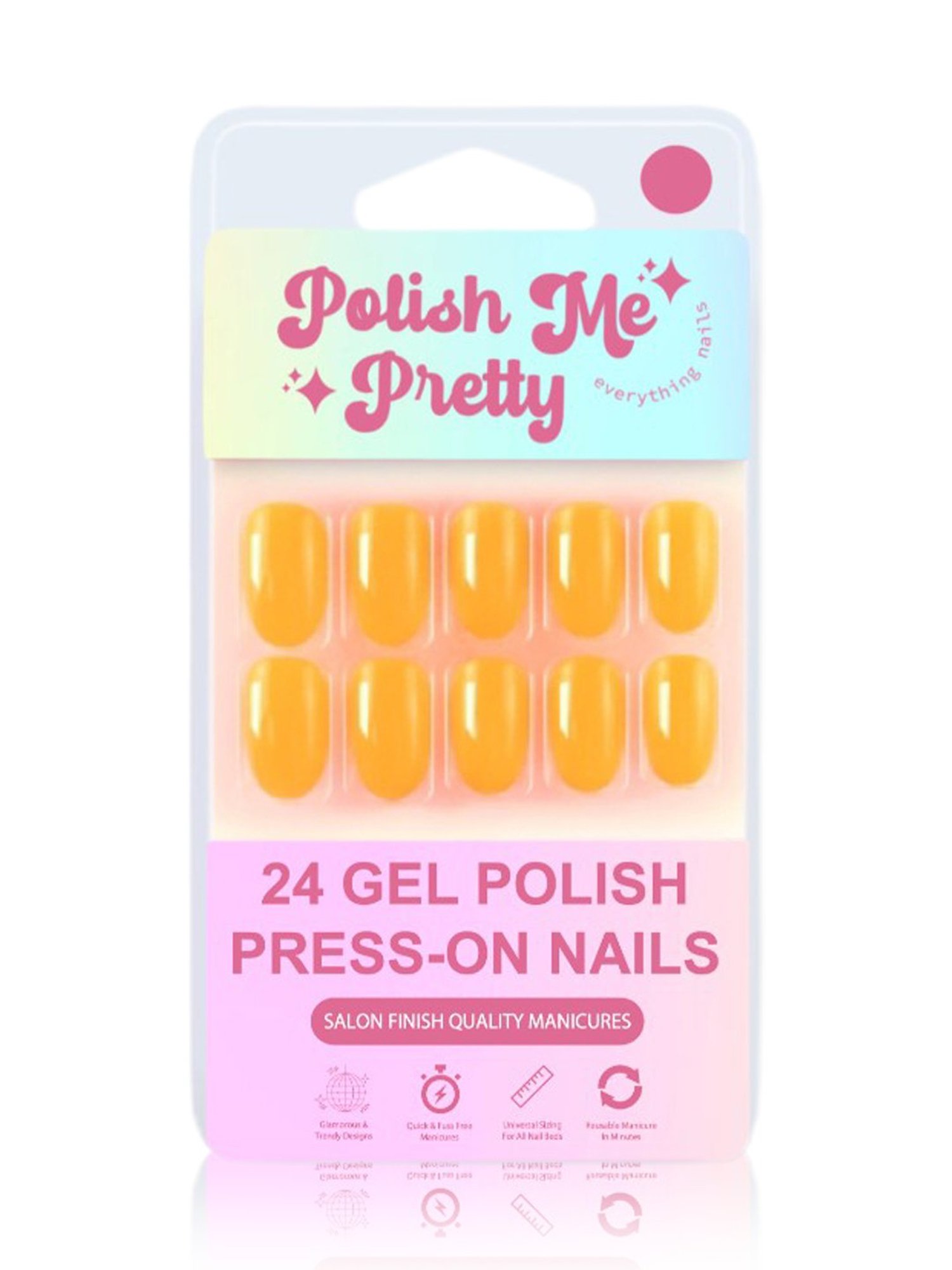 Polish Me Pretty Gel Polish Press-On Nails Orange Candy - Set of 24