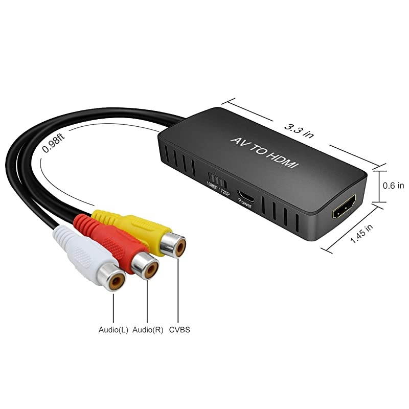 to HDMI Converter Composite to HDMI Adapter Support 1080P 720P Compatible with N64 PS one PS2 PS3 STB Xbox VHS VCR BlueRay DVD Players TV and ProjectorRCA to HDMI Cable