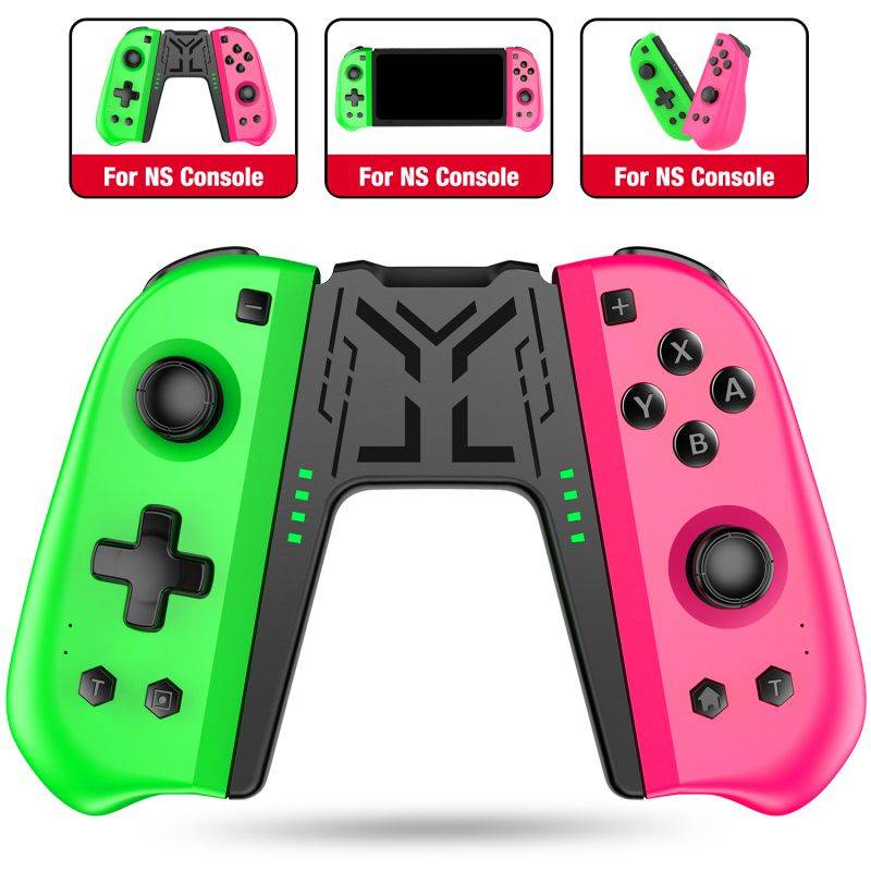 Switch Controller Compatible with Nintendo Switch Joycon, 4 Custom Macro Rear Buttons & 2 Turbo Buttons Pink and Green Switch L/R Replacement for Joycon Controllers Dual Vibration 6-Axis Gyro