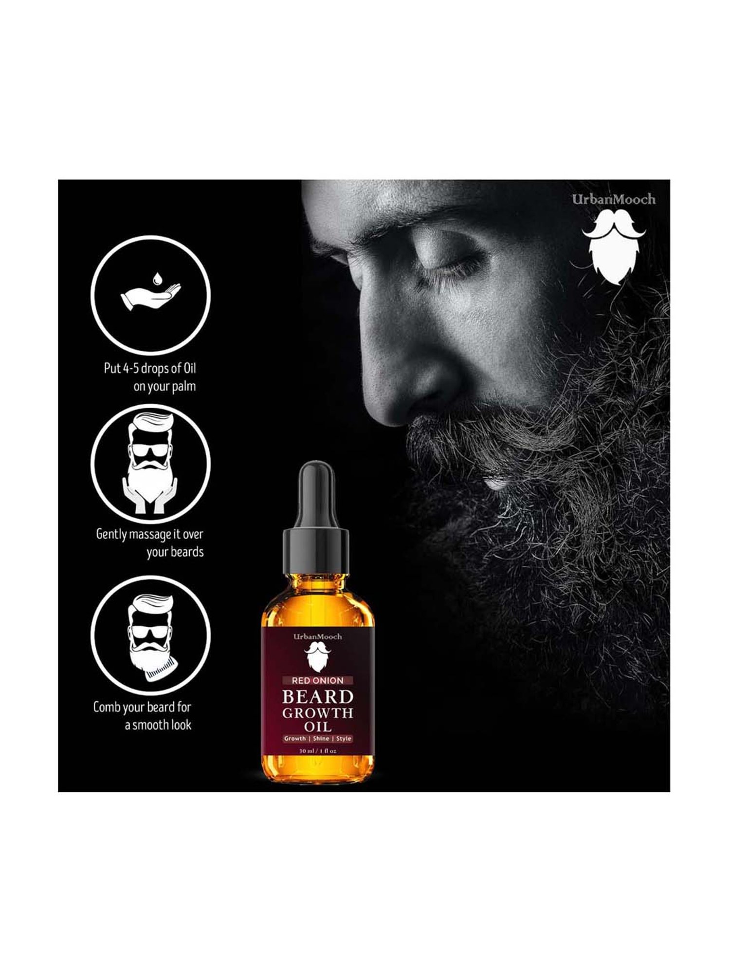 UrbanMooch Beard Growth Oil with Red Onion Extract - 30 ml