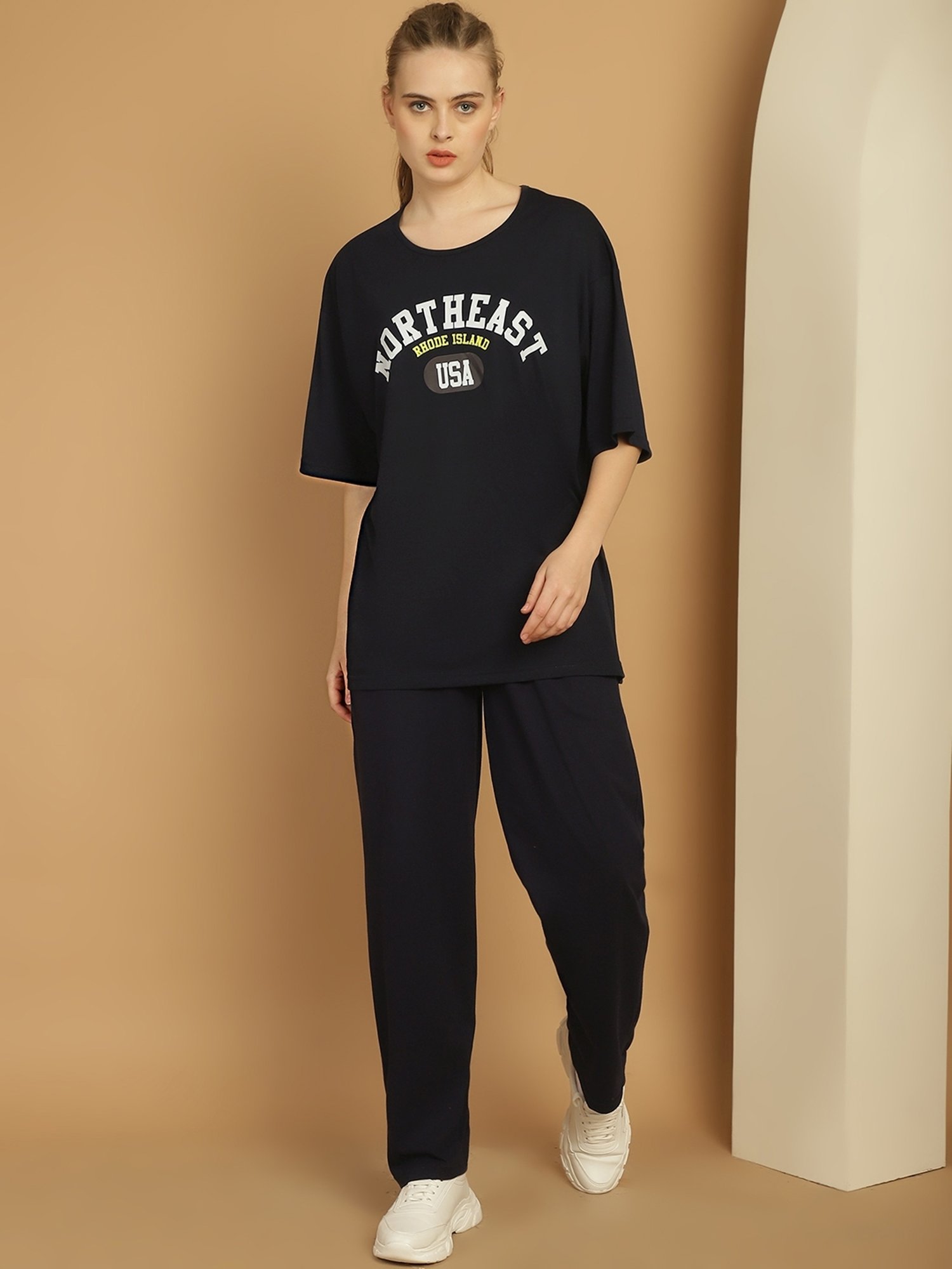 Vimal Jonney Black Cotton Printed T-Shirt & Track Pants Set