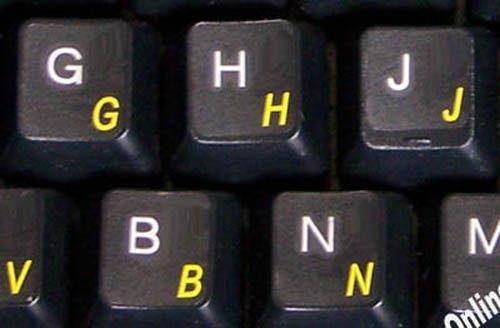 GERMAN KEYBOARD STICKERS WITH TRANSPARENT BACKGROUND WITH YELLOW LETTERING FOR COMPUTER LAPTOPS DESKTOP