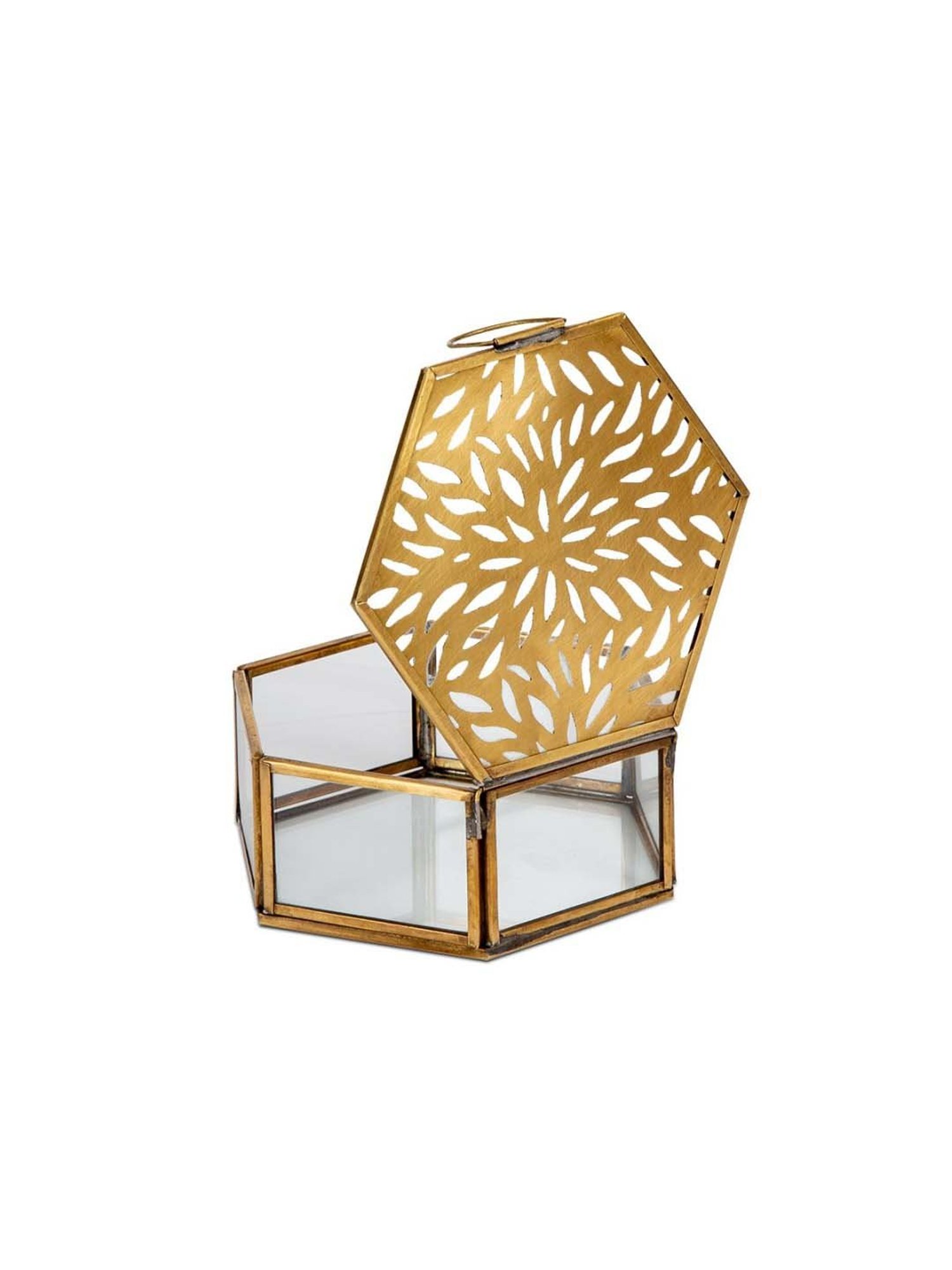 Home4U Gold & Transparent Glass Storage Box - Set of 1