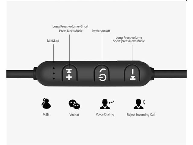 AutofeelSunriseoffice Magnetic Attraction Bluetooth Earphone Headset Sports Wireless Bluetooth 4.2 With Charging Cable Build-in Mic Headphones