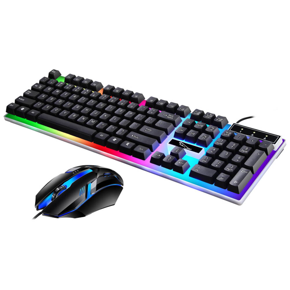 Brightup Wired Gaming Keyboard and Mouse Combo, Led Rainbow Backlit Keyboard Quiet Metal Keyboard & Gaming Mouse for PS5/PS4/Xbox/Pc Gamer/Computer/Laptop