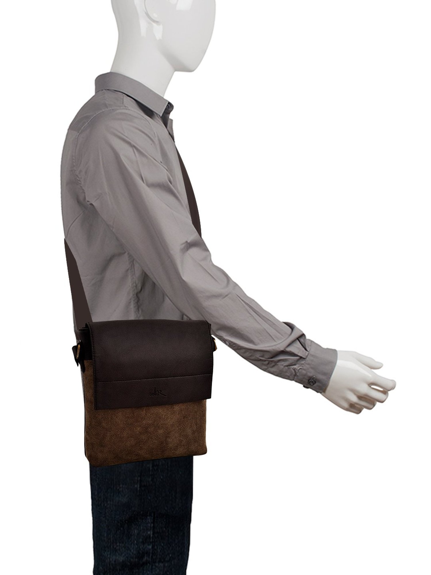 Yelloe Brown Solid Medium Cross Body Bag