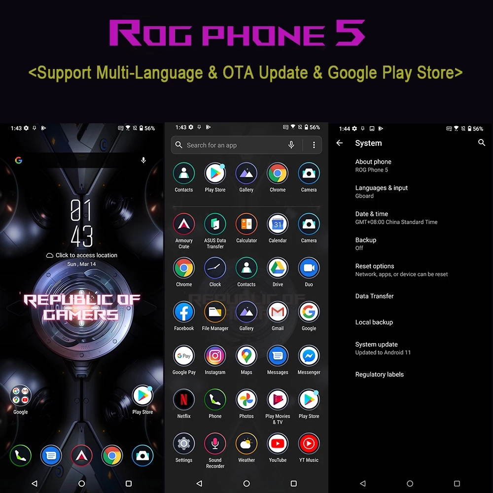 ASUS ROG Phone 5,ROG5 Phone,including cooler fan Snapdragon 888  unlocked 5G Game smartphone | GSM Only, No CDMA | international version