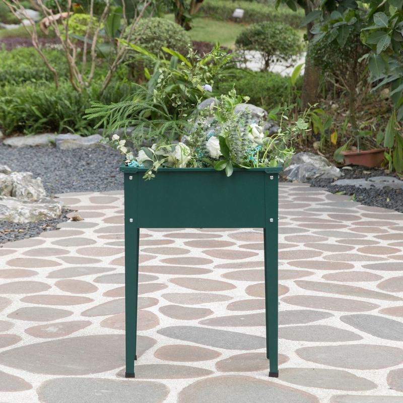 Gardenised Green Freestanding Raised Garden Bed Rectangular Flower Planter