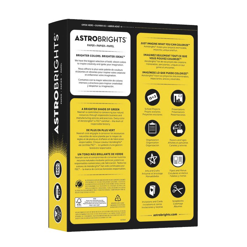 Astrobrights Premium Color Paper, 8-1/2 x 11 Inches, Solar Yellow, 500 Sheets