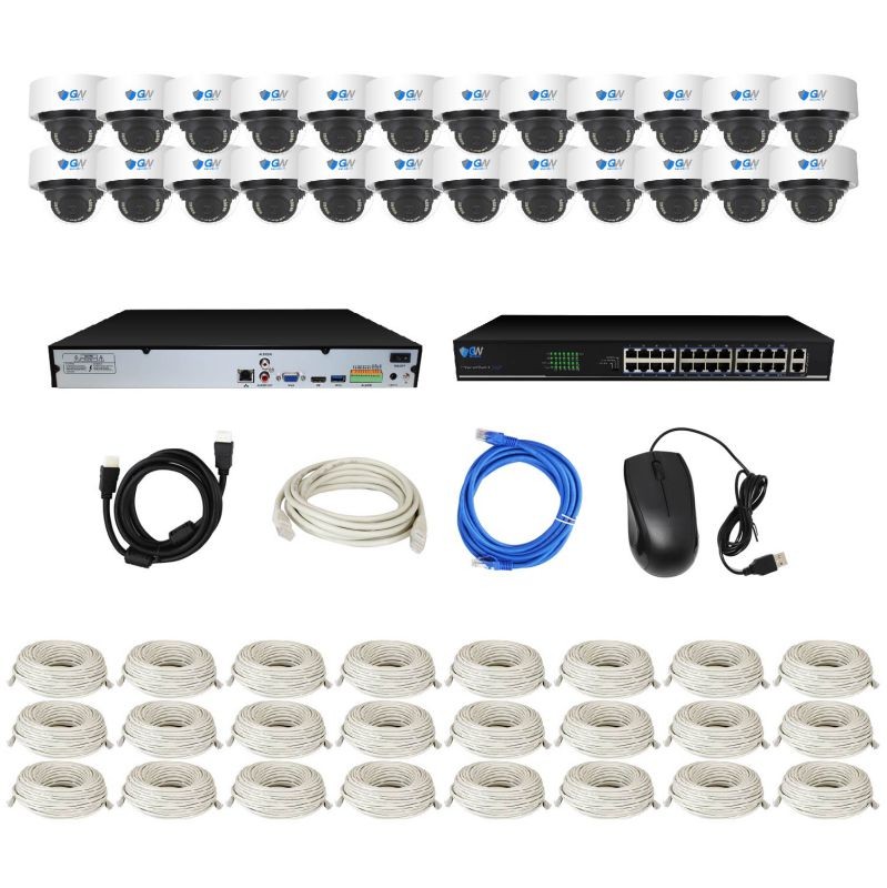 GW Security 8 Channel Smart AI Ultra HD 4K (8MP) Video & Audio Color Night Vision Security Camera System (8 Cameras)