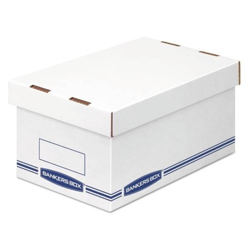 Bankers Box 4662201 Organizer Storage Boxes, Medium, White/Blue, 12/Carton