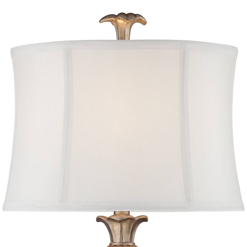 Regency Hill Traditional Table Lamp Mercury Glass Silver Champagne White Drum Shade for Living Room Family Bedroom Nightstand