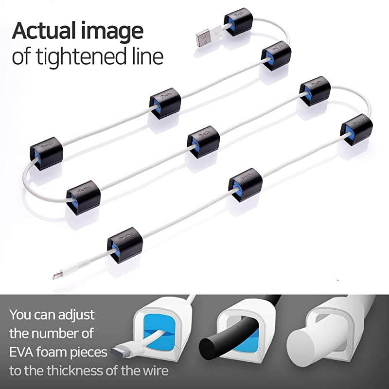 12 Pack Cable Clip with Eva Foam and Strong Adhesive Tape  Cable Tok Multipurpose Wire Management Drop for Home Office Car and Desk Convenient Cord Holder Organizer Gift for Family Black