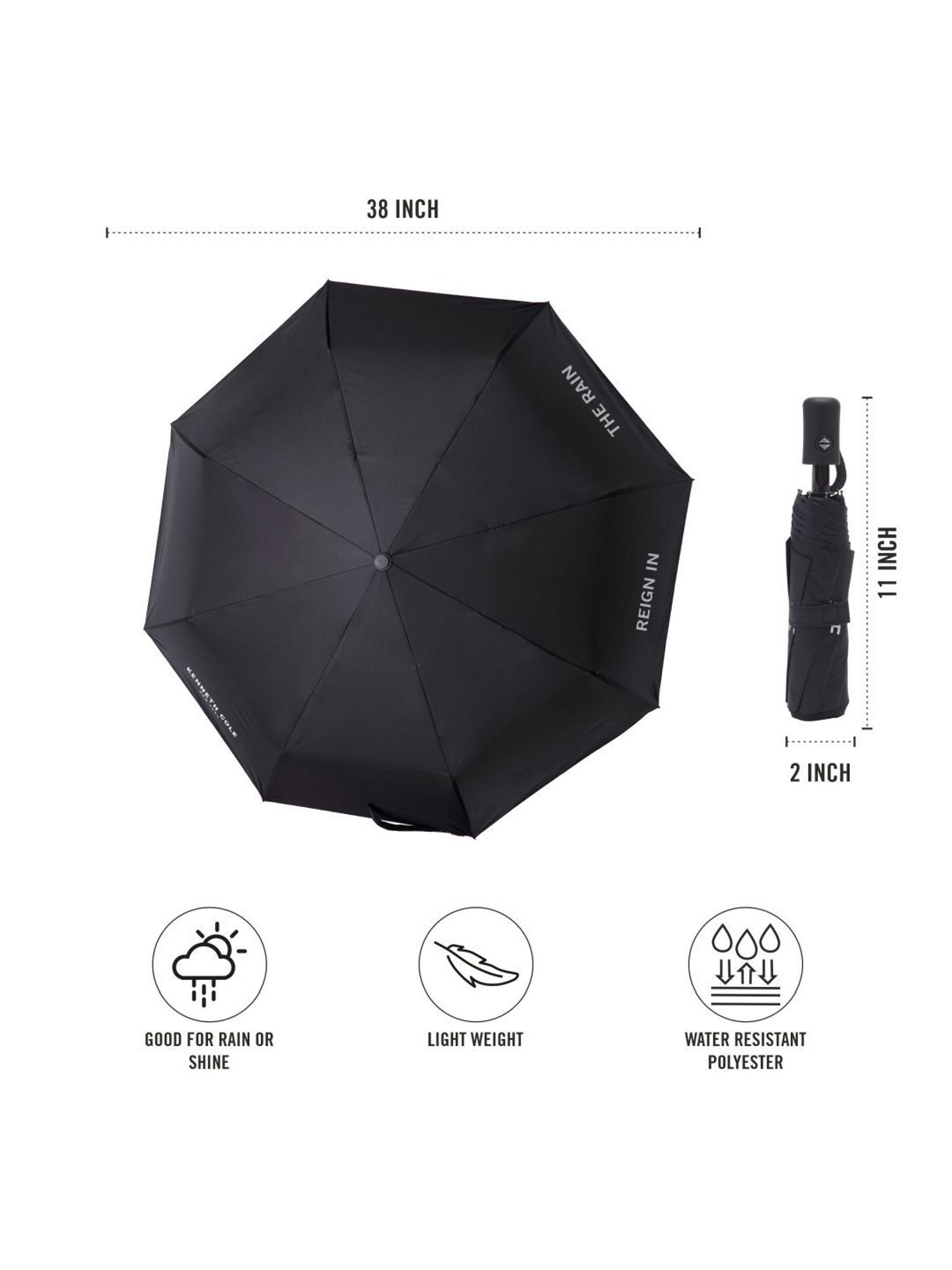 Kenneth Cole New York Mini UV Protection Black Umbrella